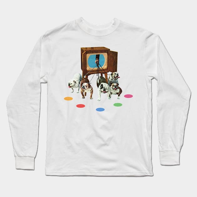 Walking the dog Long Sleeve T-Shirt by LennyCollageArt